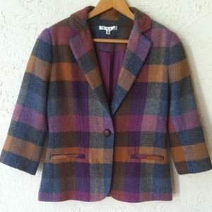CAbi Multi Color Plaid Blazer Excellent Condition